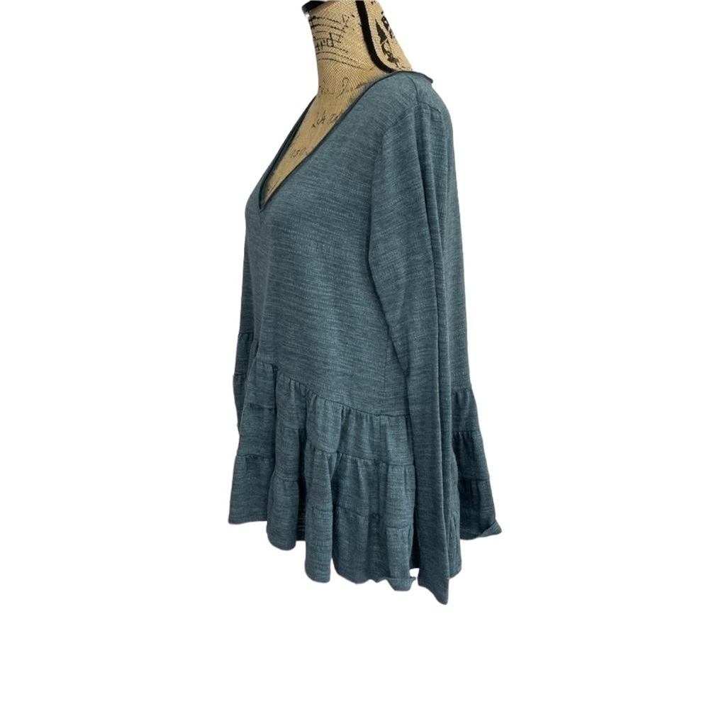 Anthropologie-deletta-ruffled BOHO Green Chic Blouse - Picture 9 of 12